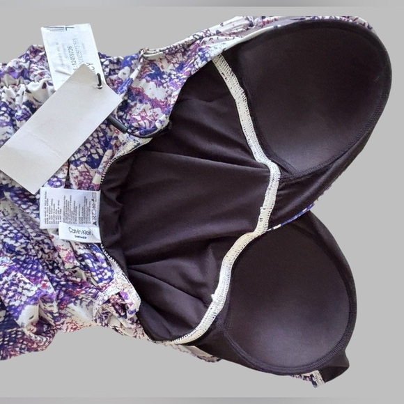 Calvin Klein Liquid Shirred Halter One-Piece Swimsuit, Size 8 NWT - Picture 6 of 7